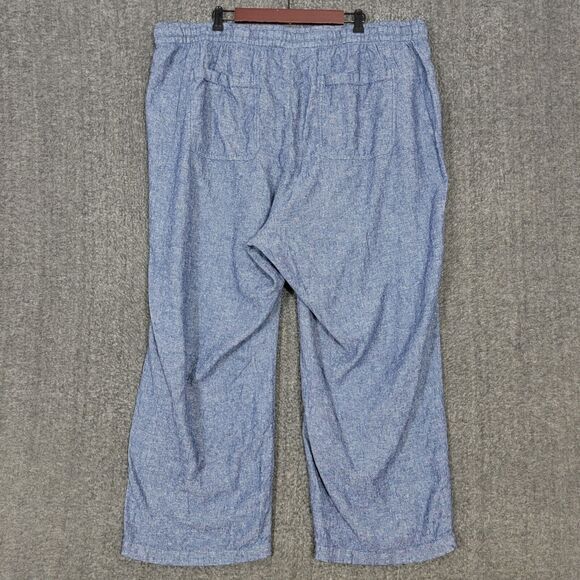 Old Navy Pants Womens 3X Blue Chambray Linen Blend Wide Leg Elastic Waist - Picture 8 of 12